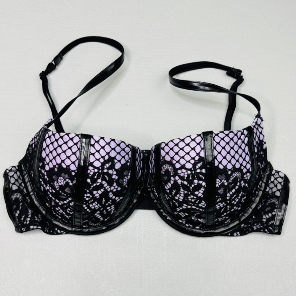 Victoria's Secret Very Sexy Balconet Faux Leather lined Demi bra - lilac